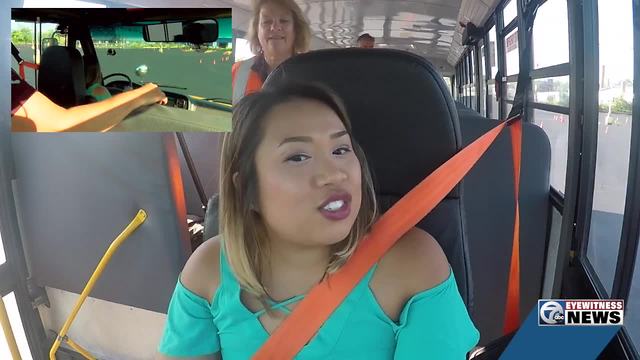 Thuy Lan Nguyen drives a school bus! (on a closed course)