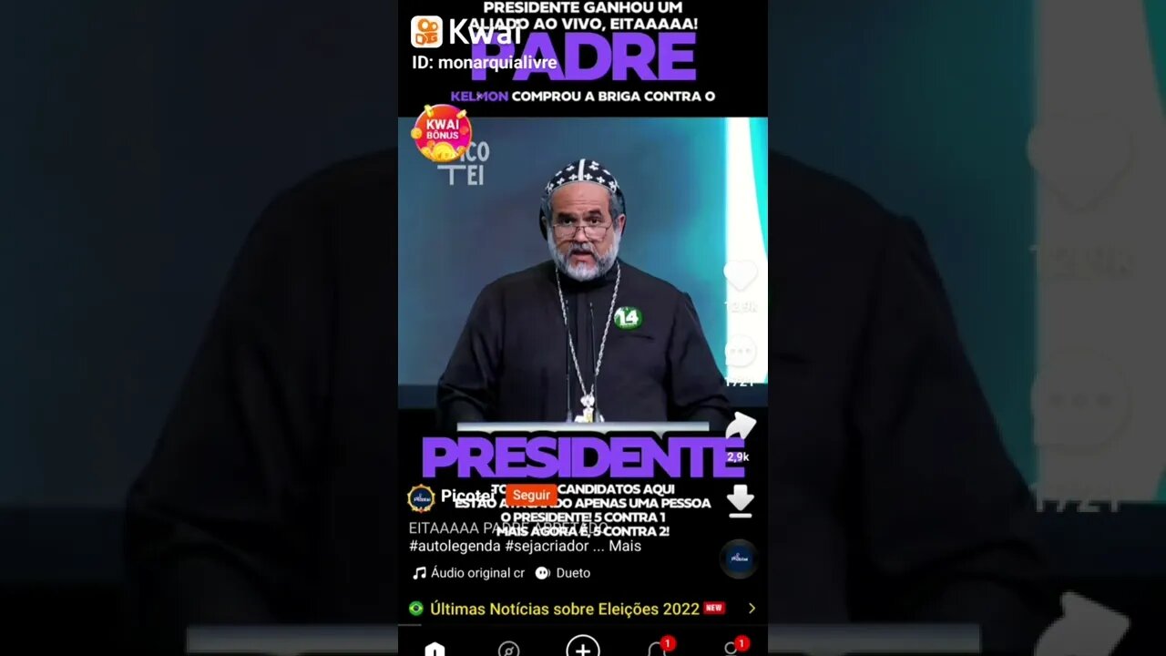 Bolsonaro ganha um aliado. Um padre candidato a presidente Kelmon