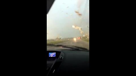 Scary moments as woman drives through dangerous Wisconsin storm