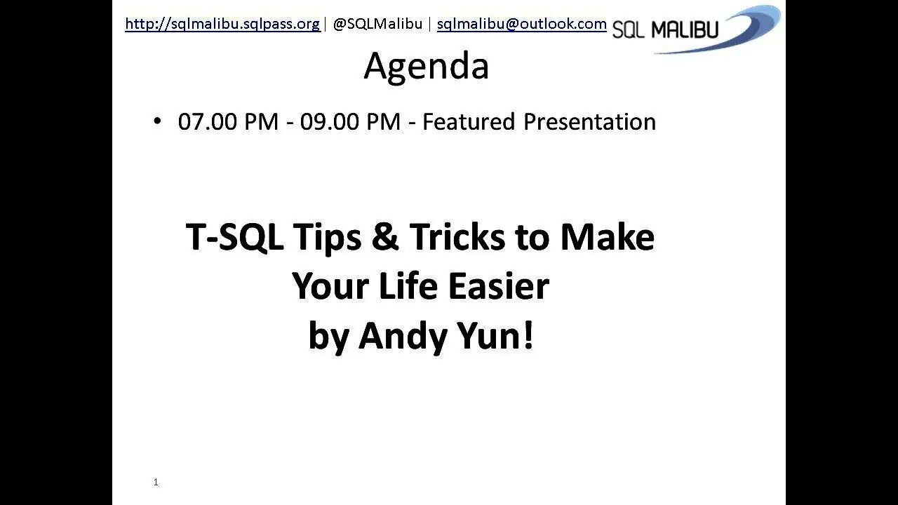 December 2017 - T-SQL Tips and Tricks by Andy Yun (@SQLBek)