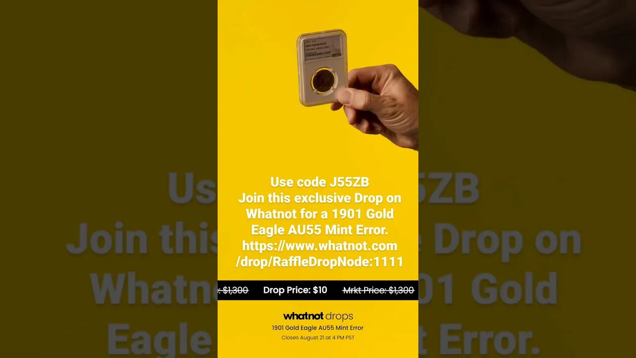 Use code J55ZB to win1901 Gold Eagle AU55 #coins https://www.whatnot.com/drop/RaffleDropNode:1111