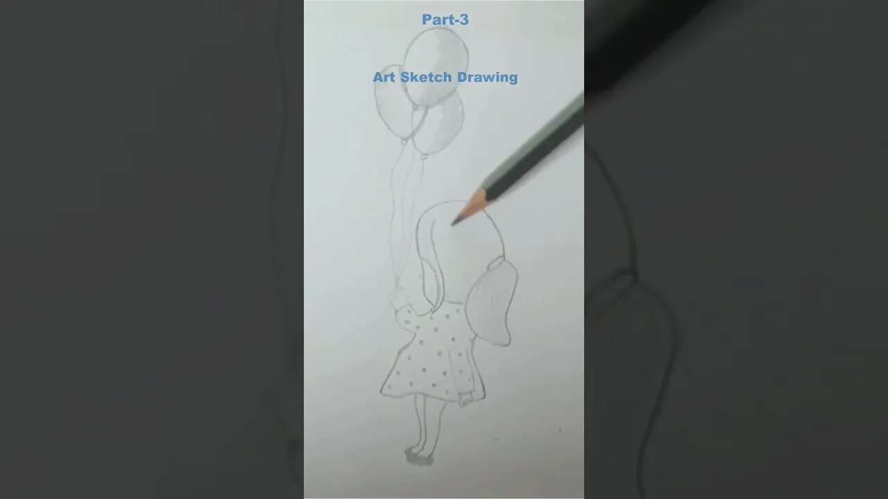 Girl Holding Balloons Drawing Shorts-3 #shorts #shortsvideo