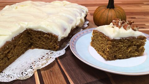 Homemade Pumpkin Cake | Maple Cream Cheese Icing #pumpkincake