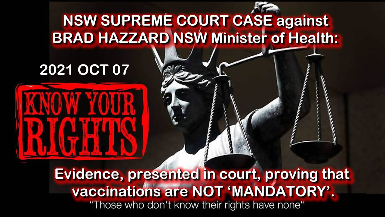 2021 OCT 07 Australia Know Your Rights Brad Hazzard mandatory vaccinations are NOT MANDATORY