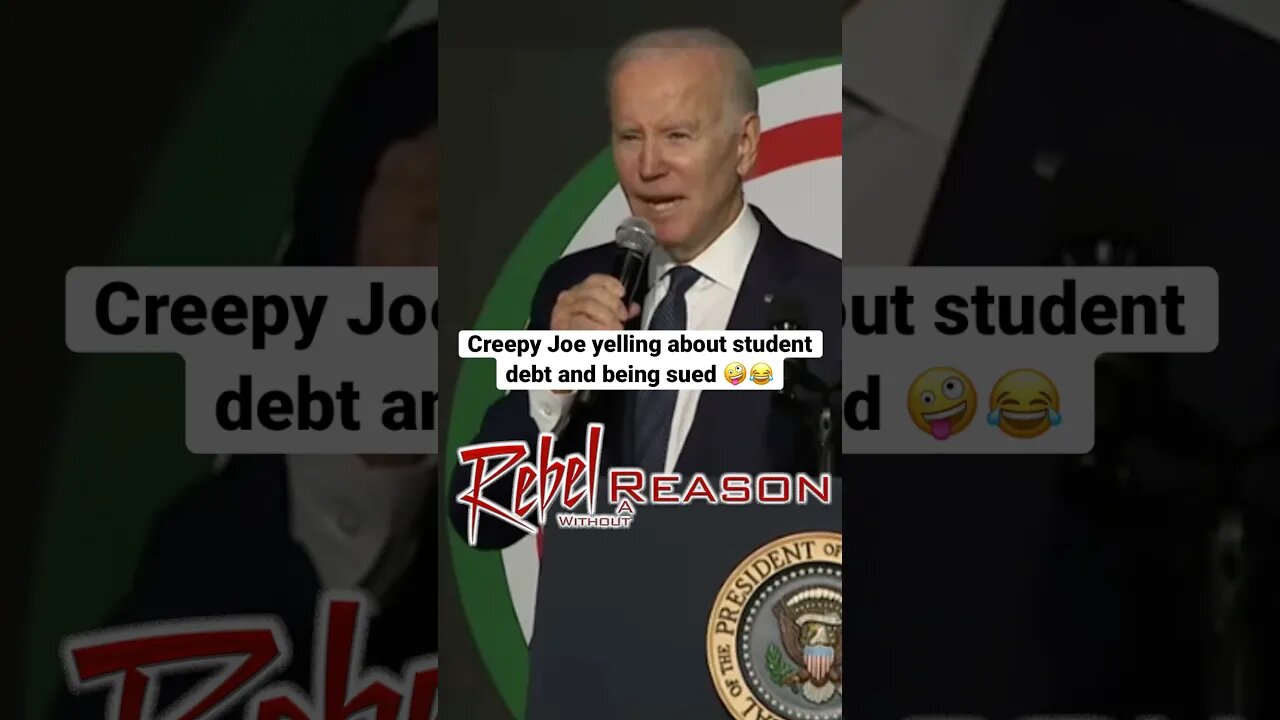 Creepy Joe yelling about student debt and being sued.