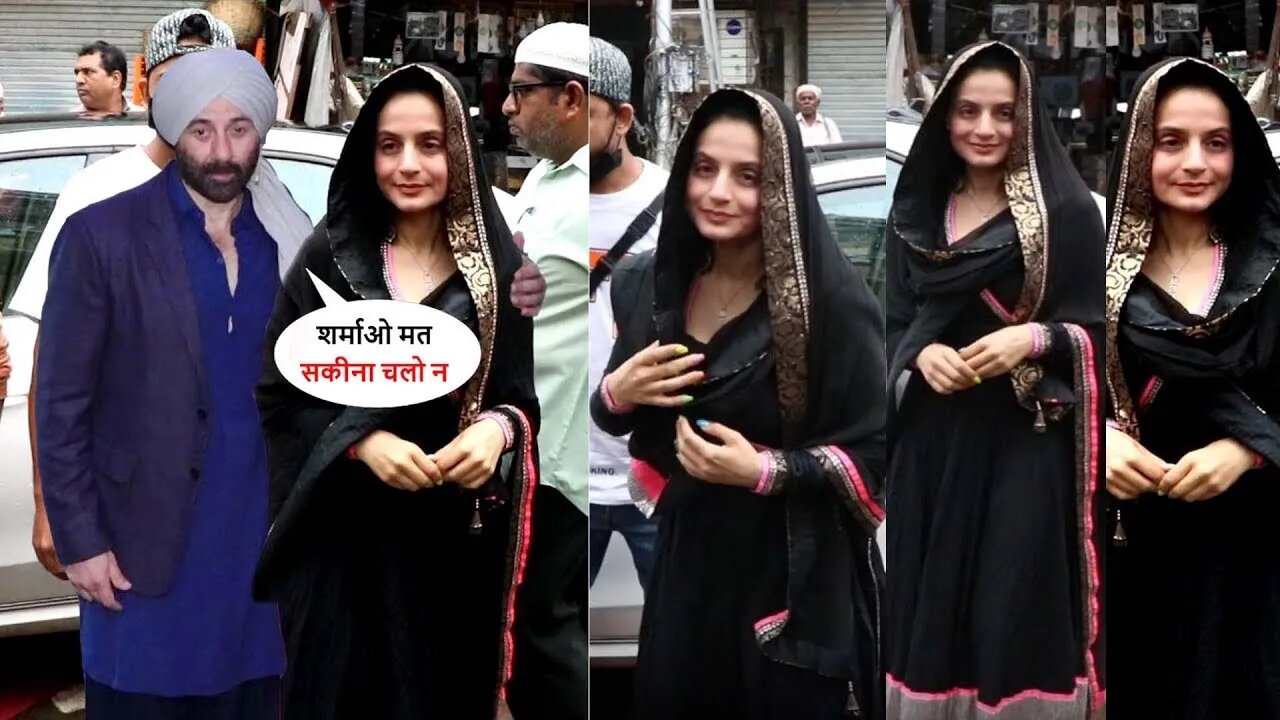 Ameesha Patel सर पर दुपट्टा लेकर in Public पहुँची Mahim Dargah Gadar 2 की Promotion करने