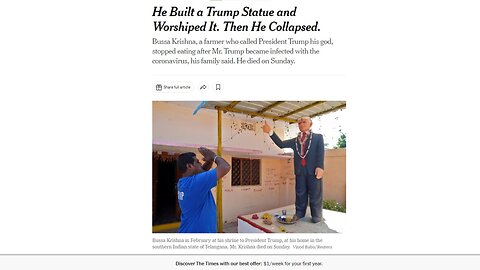 HE BUILT A TRUMP STATUE AND WORSHIPED IT, THEN HE COLLAPSED & DIED.