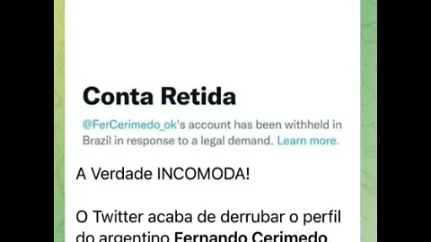 Twitter derruba a conta do Argentino Fernando Cerimedo
