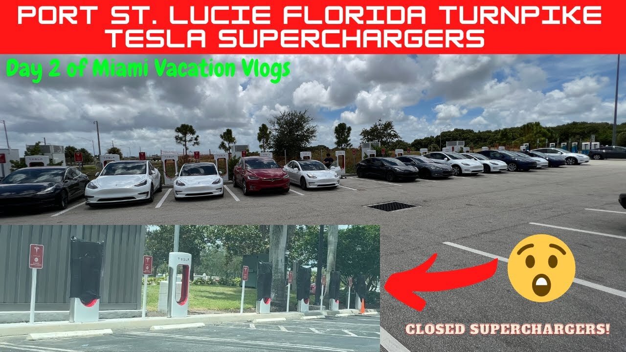 Port St. Lucie Florida Turnpike Tesla Superchargers! *Day 2 Miami Vacation Vlogs*