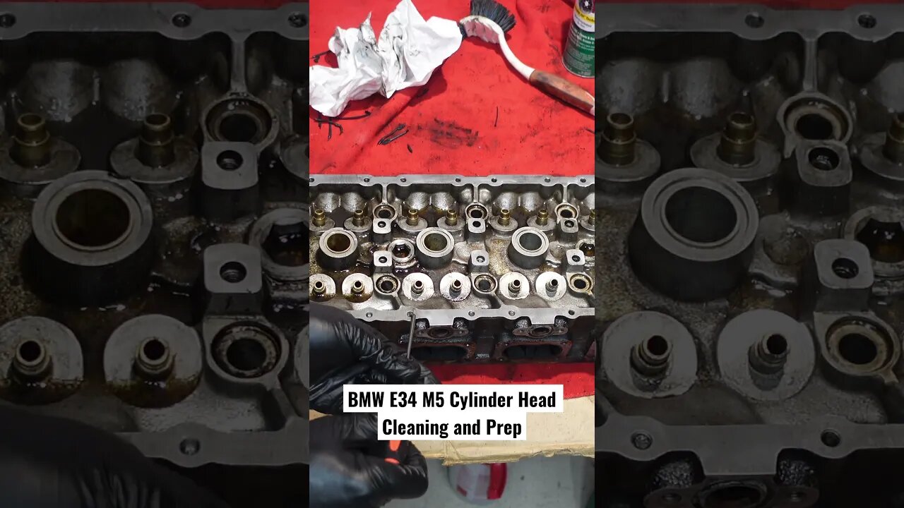 BMW E34 M5 Cylinder Head Cleaning and Prep #bmw #cars #bmwm5 #bmwe34 #diy #restoration #automotive