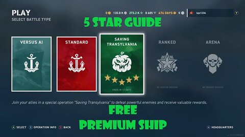 Saving Transylvania - A Guide To 5 Stars (and a free premium ship!) #WOWSL