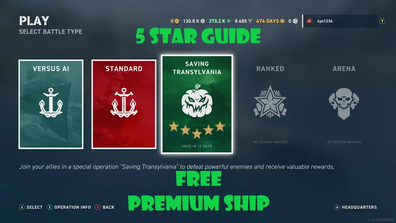 Saving Transylvania - A Guide To 5 Stars (and a free premium ship!) #WOWSL
