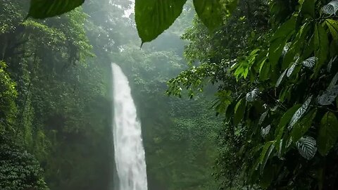 big waterfall with a cool wind sound