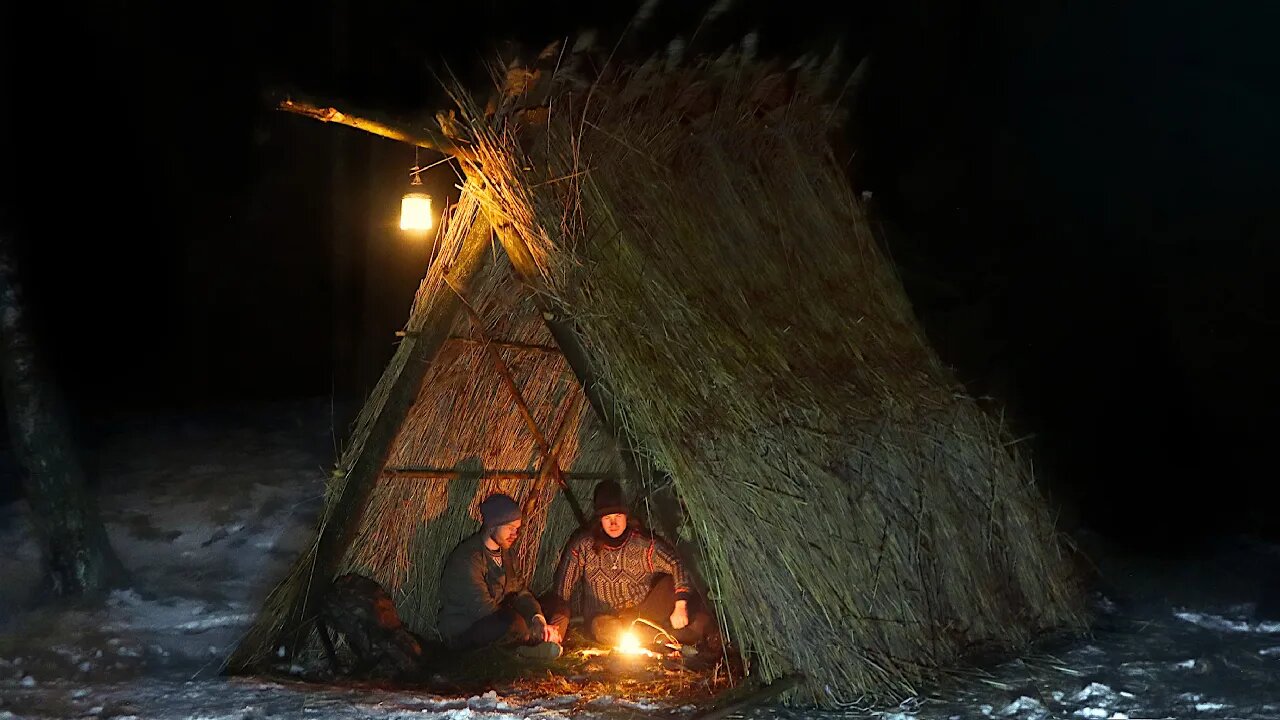 Building a Super Primitive Viking House by Hand: WINTER BUSHCRAFT (Part 1)