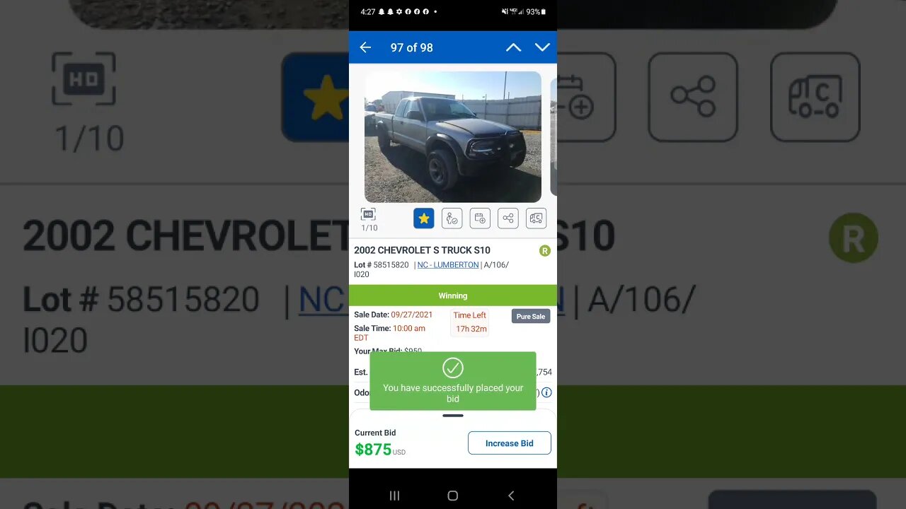 Bidding And Winning Chevy S10 Cheap at Copart