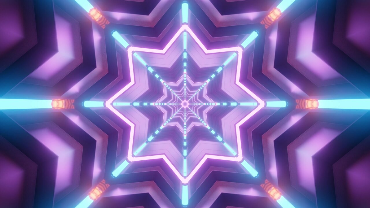 FREE background video vj loop | futuristic neon star tunnel visual