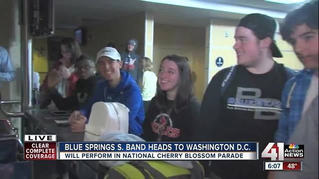 Blue Springs South High School band traveling to Washington D.C. for parade