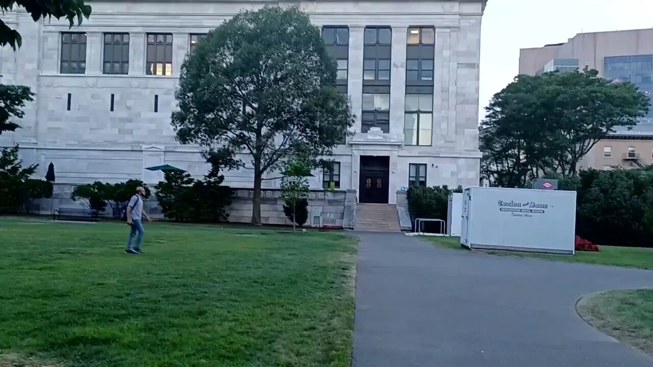 Harvard University setting up Portable units on the lawn