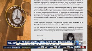 City Inspector General asks voters to grant independence