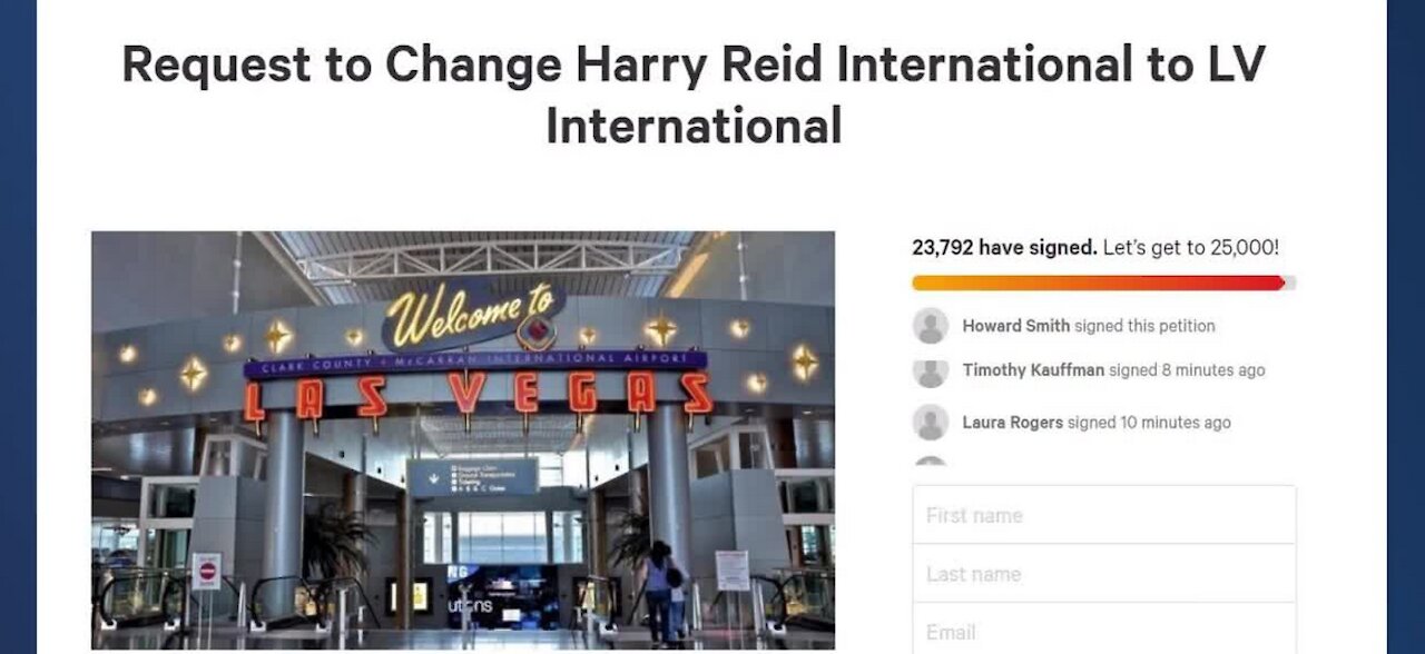 Online petition gaining further support to halt Harry Reid's name on Las Vegas airport