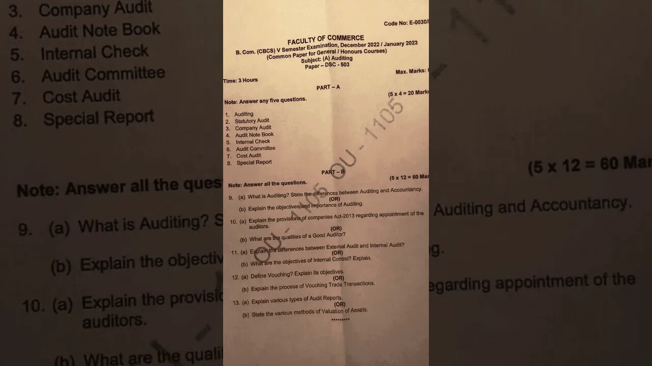 auditing bcom sem 5 ou #shorts #sem5 #ou