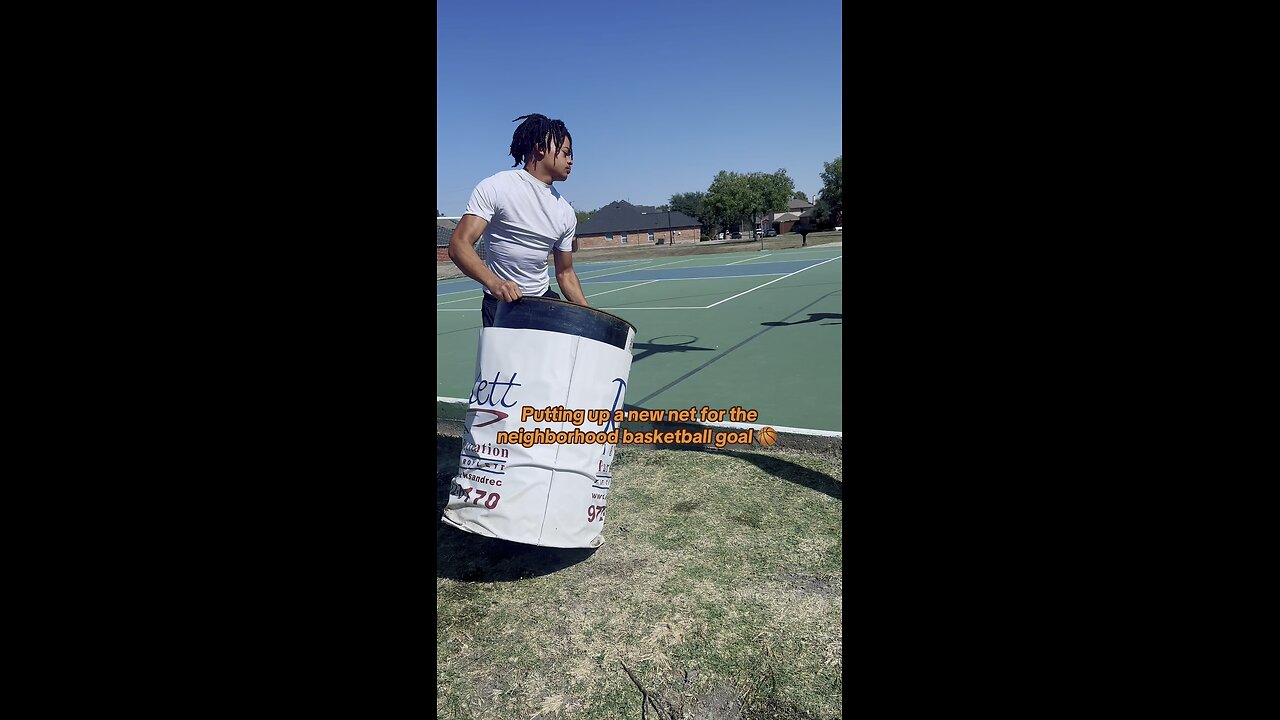 Putting up a new basketball 🏀 goal net in the neighborhood, Go find one in yours and do the same!