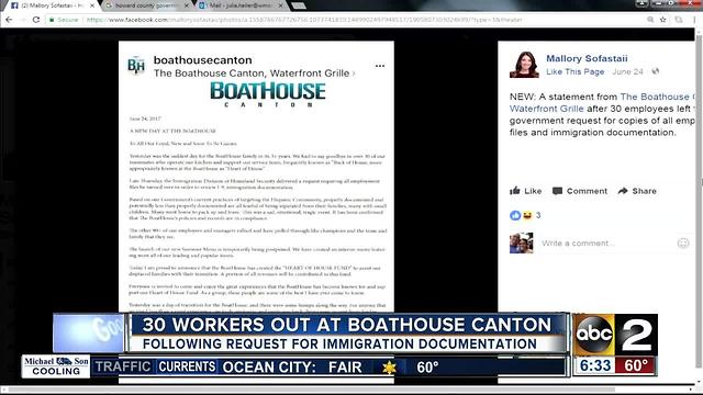 30 workers out at Boathouse Canton over immigration documentation