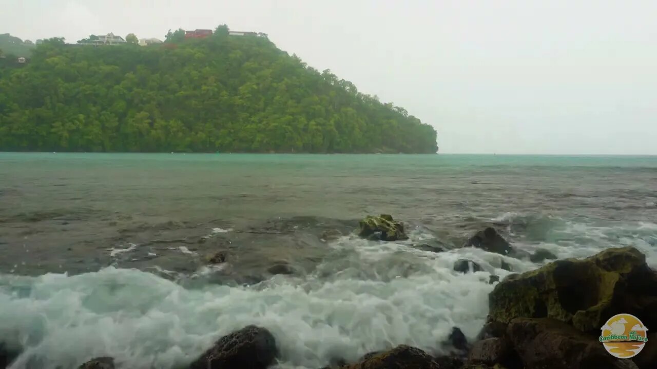 3 hrs of heavy rainfall on the ocean creating a serene ambiance - Ocean Waves Sounds - Nature ASMR