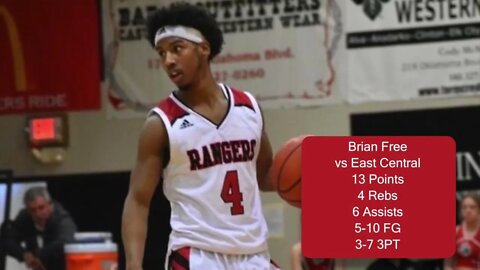 Brian Free vs East Central 13 pts 4 Rebs 6 Assists 5-10 FG 3-7 3PT