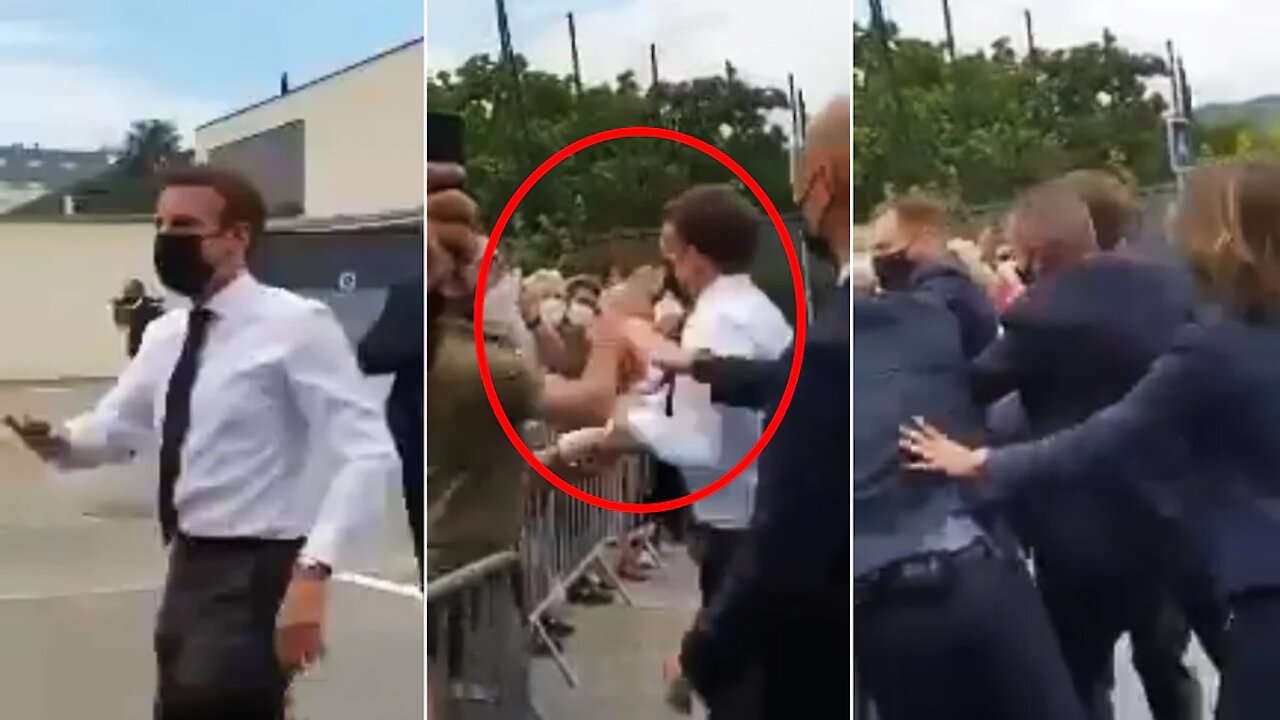 French President slapped in the face (Full video)