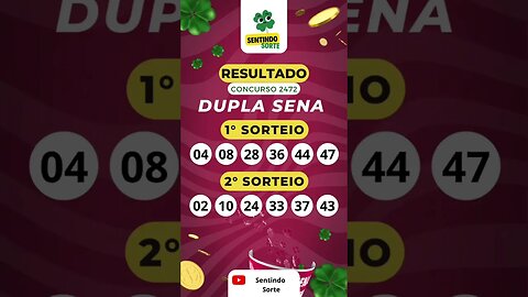 🍀 Resultado DUPLA SENA 2472 | Sentindo Sorte #shorts