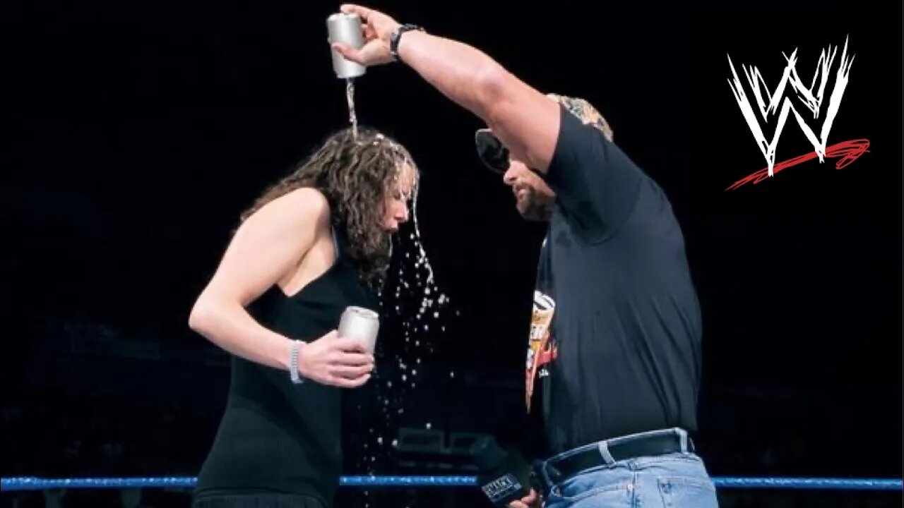 Stone cold Steve Austin spills beer all over Stephanie McMahon ( Stephanie mc McMahon ) !!!!!