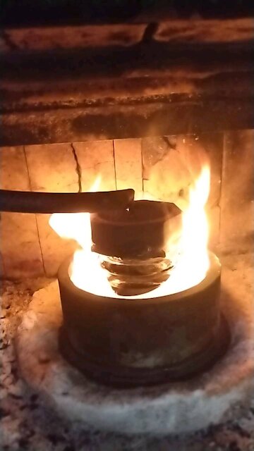 Gen II waste oil burner in place and burning