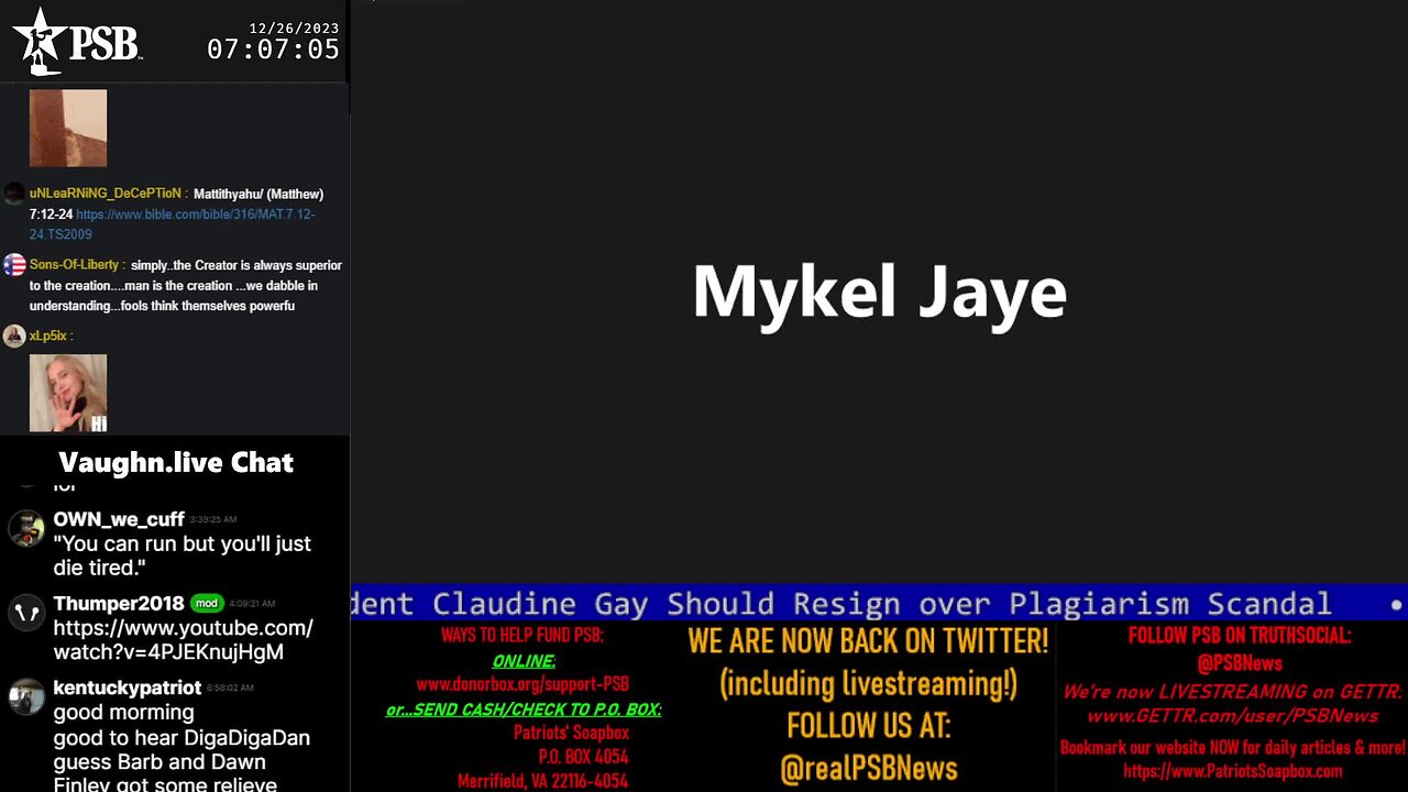 2023-12-26 07:00 EST - Patriots Soapbox AM: with MykelJaye, SkyeBreeze