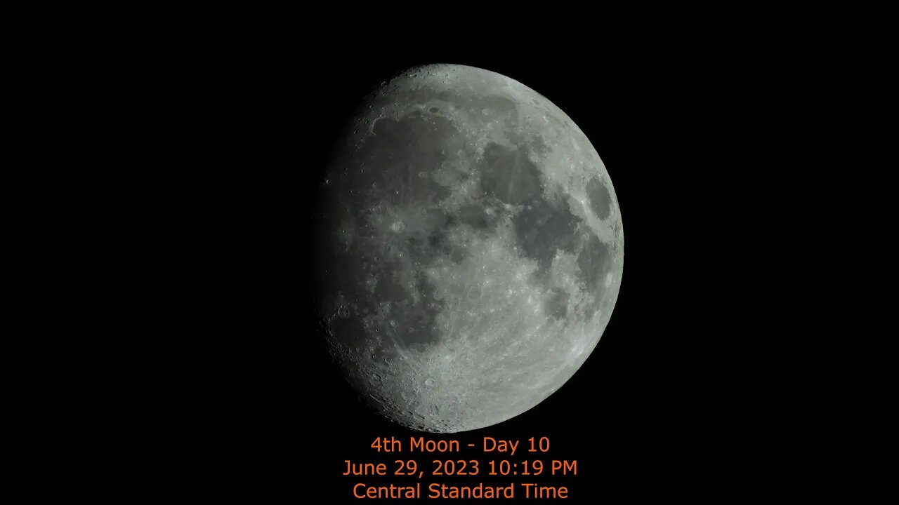 Moon Phase - June 29, 2023 10:19 PM CST (4rd Moon Day 10)