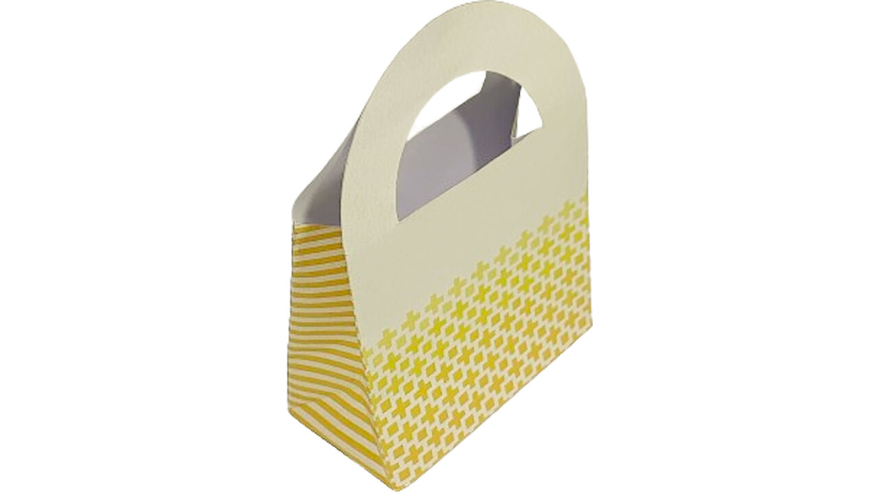 Yellow Stripe Paper Bag/Bolsa de papel de rayas amarillas/Saco de Papel Listra Amarelo