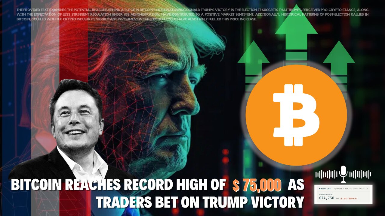 Bitcoin reaches record high of $75,000 as traders bet on Trump victory