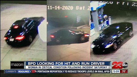 Bakersfield Police searching for car involved in a hit-and-run that left a women in critical condition