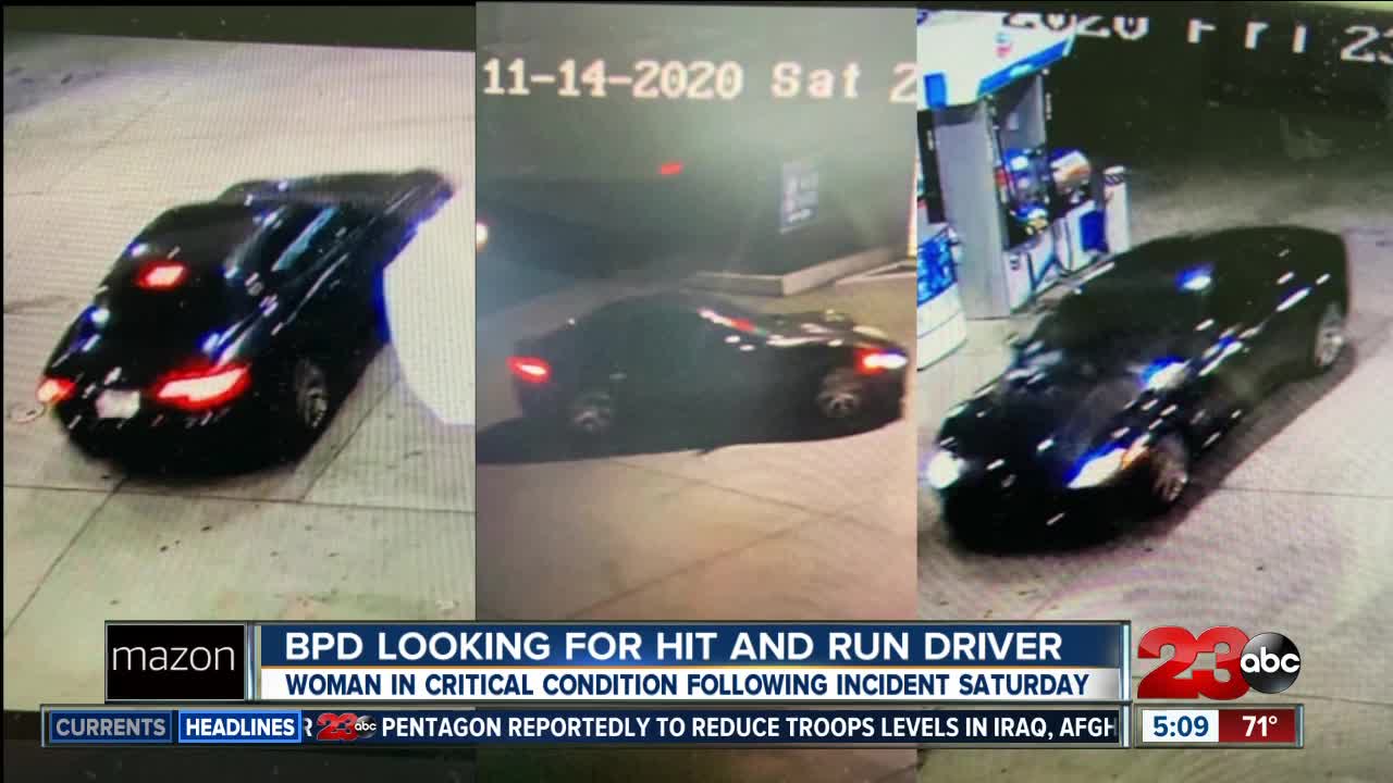 Bakersfield Police searching for car involved in a hit-and-run that left a women in critical condition