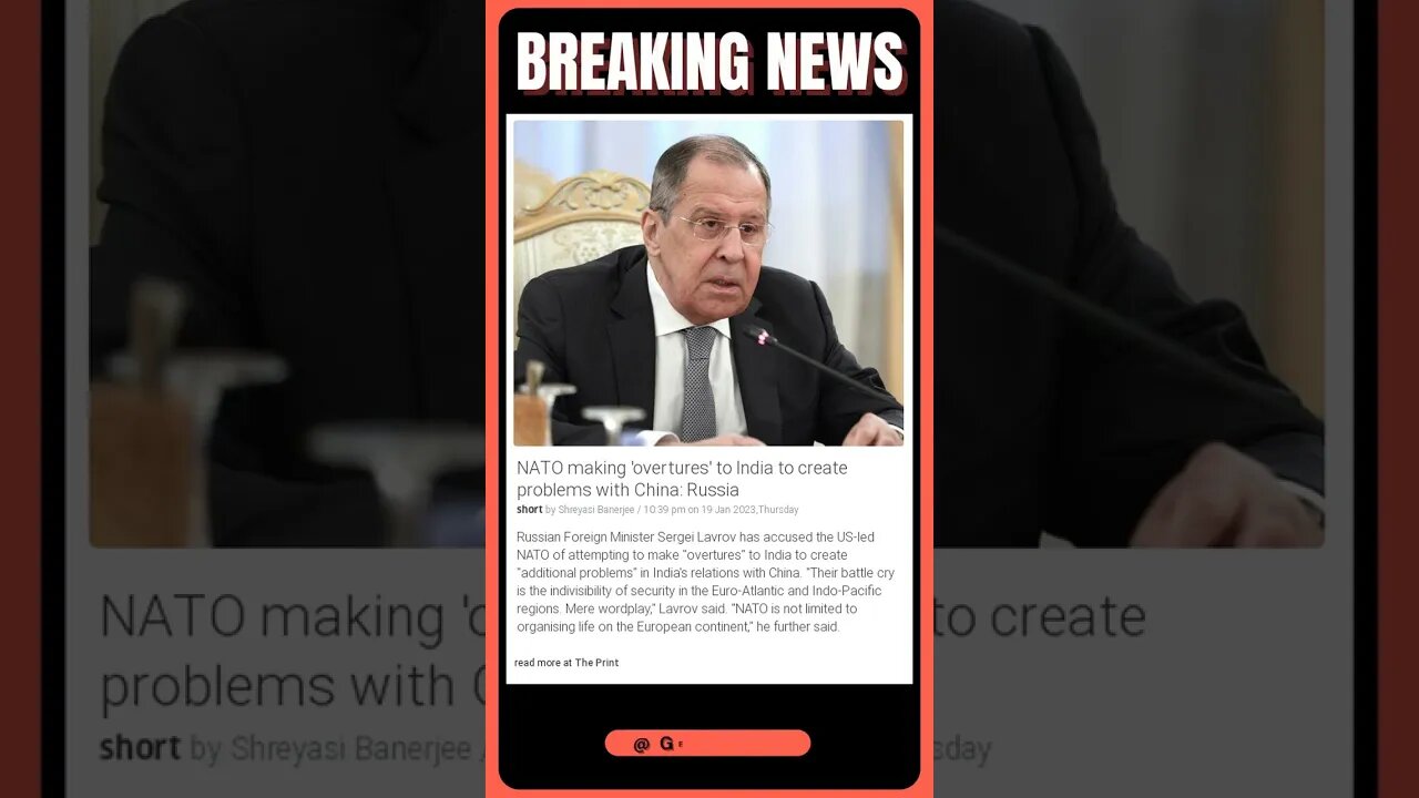 NATO's Overreach? Lavrov Calls Out Attempt to Disrupt India-China Relations in Indo-Pacific Region