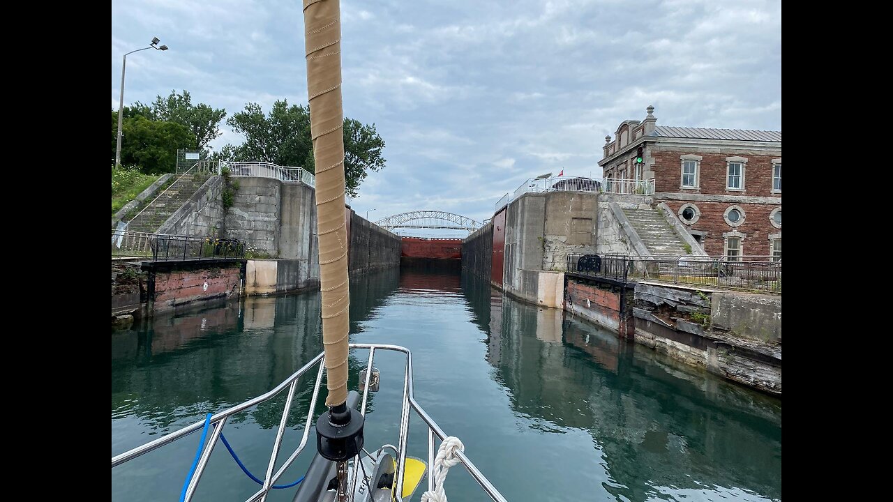 Taking a Sailboat Through the Canadian Lock at Sault Ste Marie, Ontario