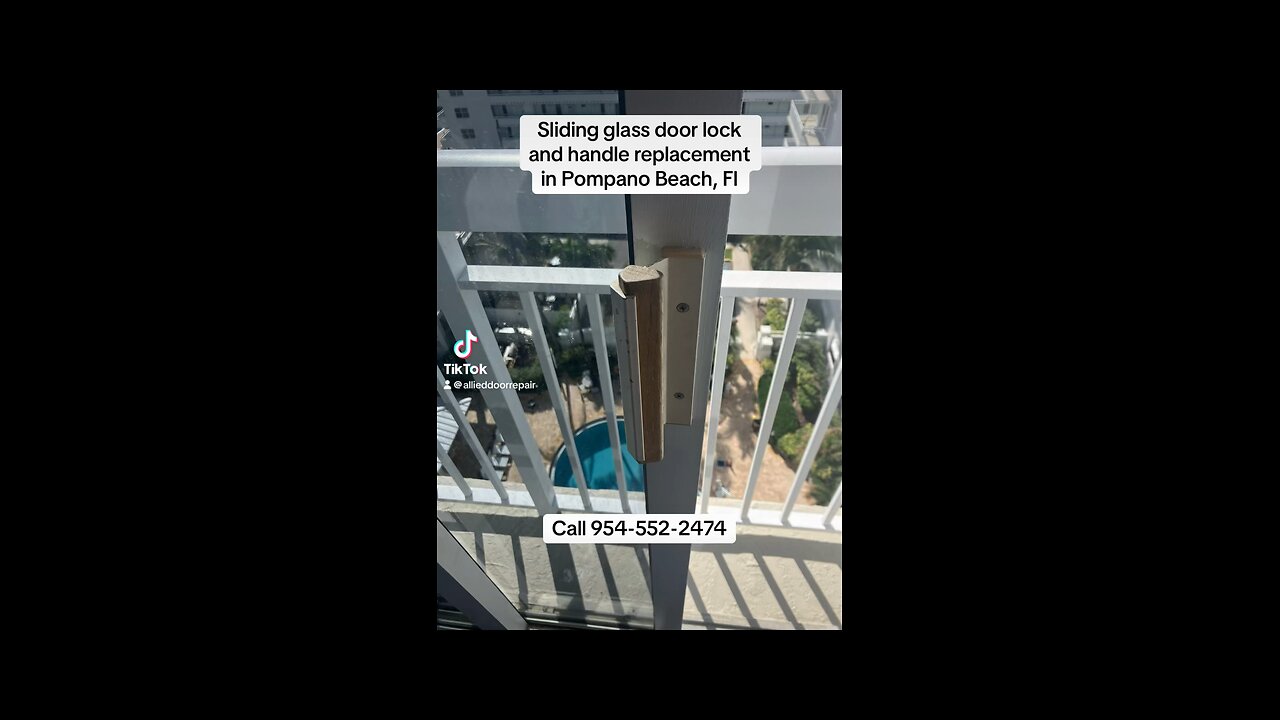 Sliding glass door lock and handle replacement in Pompano Beach, Fl.