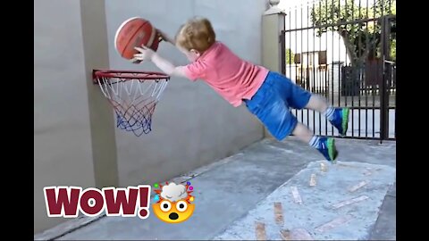 Amazing talent a Baby, 22 month old playing basketball