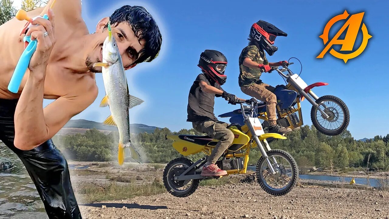 Racing Electric Dirt Bikes and Fishing in the River at the Motocross Track