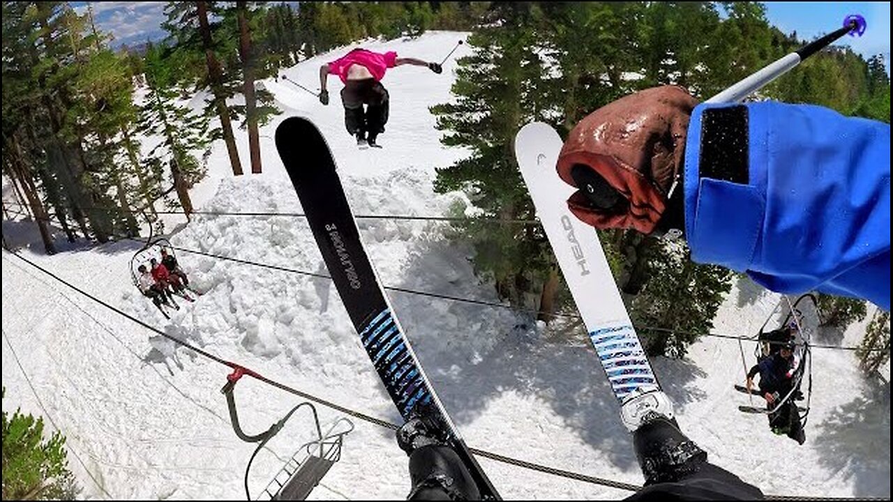 Skiers Jump OVER A Chairlift! Best Party Lap Ever?. PSN Experiment