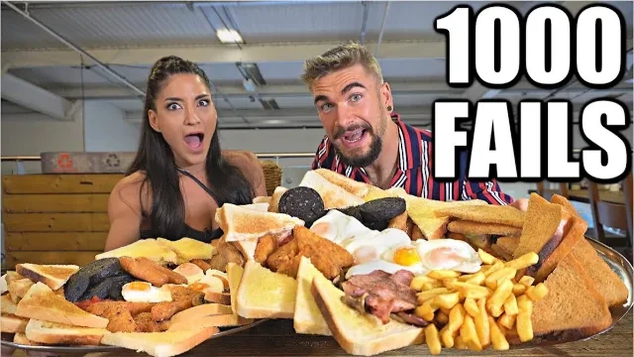 MASSIVE FULL ENGLISH BREAKFAST CHALLENGE (Over 1000 Fails) With @LeahShutkever