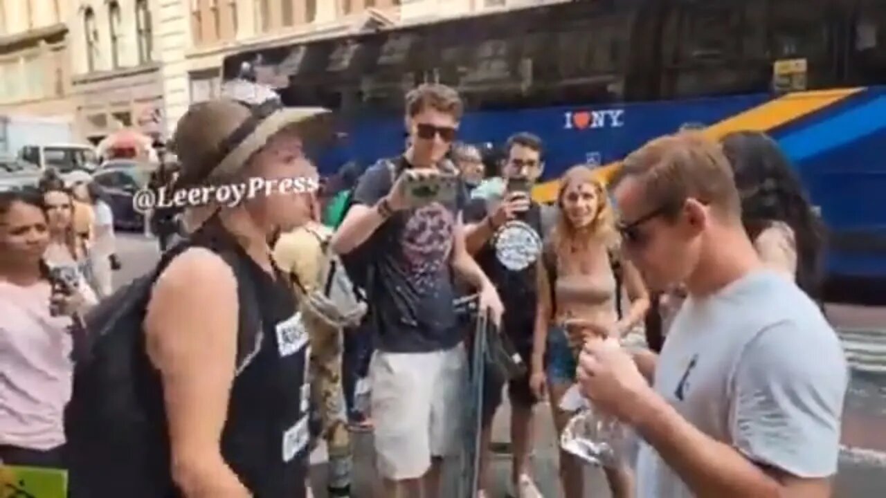 Meltdown for the ages after a man eats Shushka Bob in front of animal rights activists