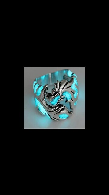 VINTAGE LUMINOUS DRAGON PROTECTION STRENGTH GLOW IN THE DARK FINGER RING