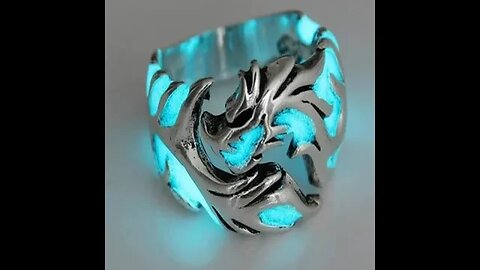 VINTAGE LUMINOUS DRAGON PROTECTION STRENGTH GLOW IN THE DARK FINGER RING