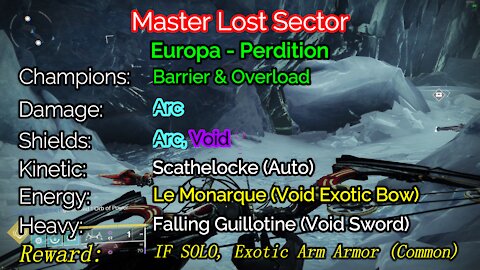 Destiny 2 Master Lost Sector: Perdition 11-20-21